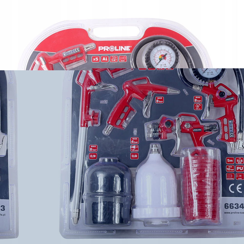KOMPLET PISTOLETÓW PNEUMATYCZNYCH Z WĘŻEM 5 SZT, P Marka Proline