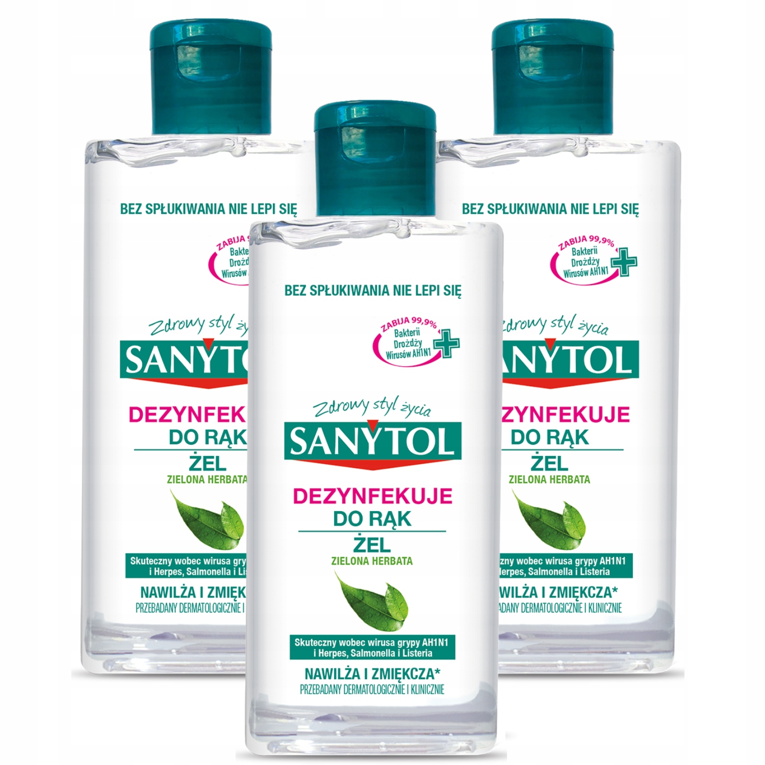 3X Sanytol Żel do Dezynfekcji Rąk Bez Spłukiwania Nawilża Zmiękcza