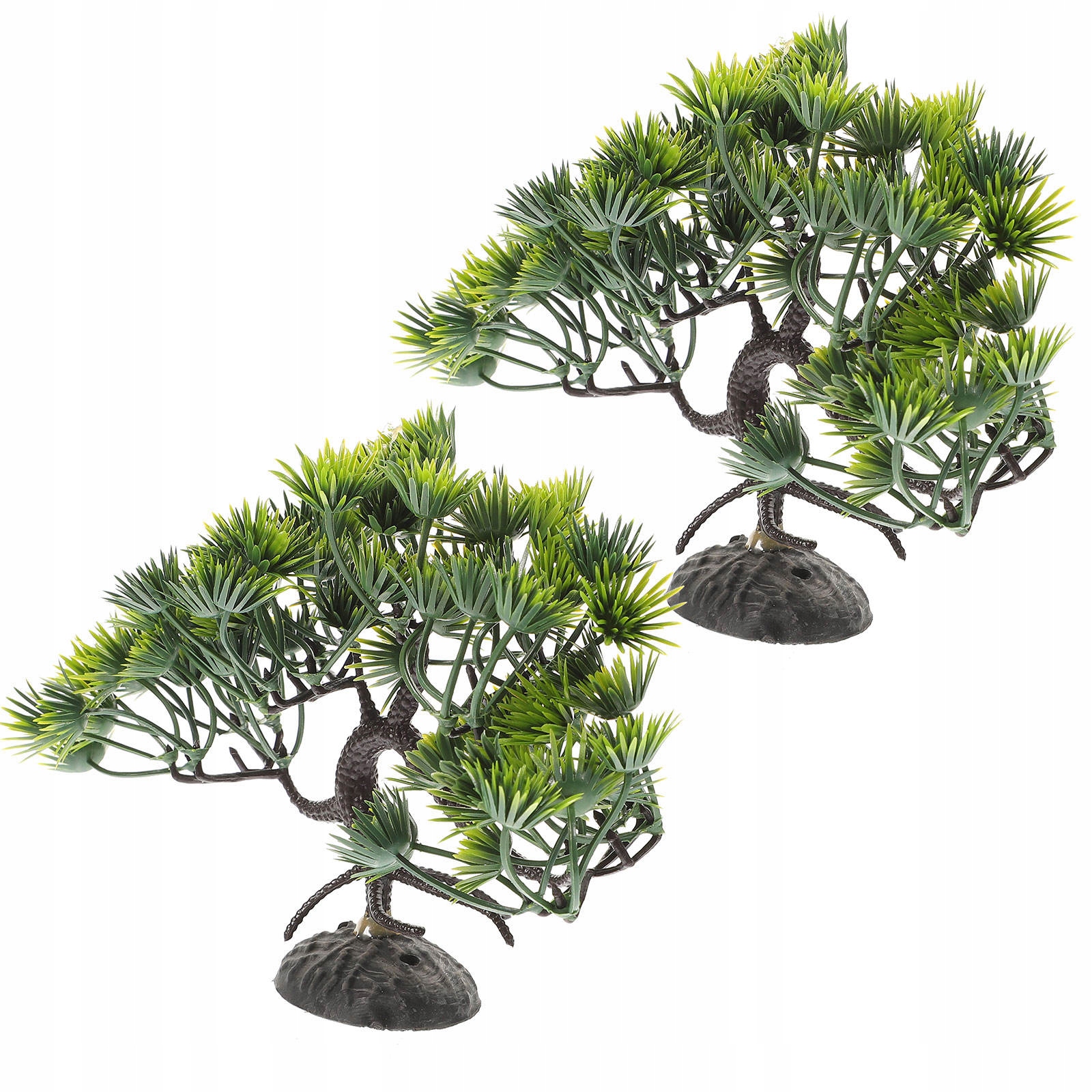2 SZT. SZTUCZNE ROŚLINY SOSNOWE BONSAI DO AKWARIUM, ŁADNE, ZIELONE