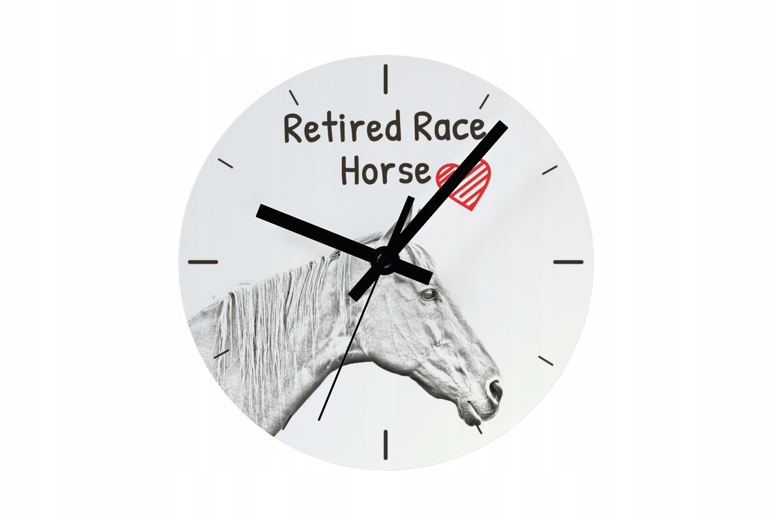 Kůň Retired Race Horse závěsné a stojící hodiny s koněm, personalizace