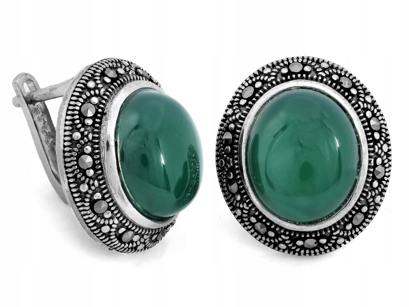 Dámské Stříbrné Náušnice 925 rhodiované se zeleným očkem, dárek pro ni