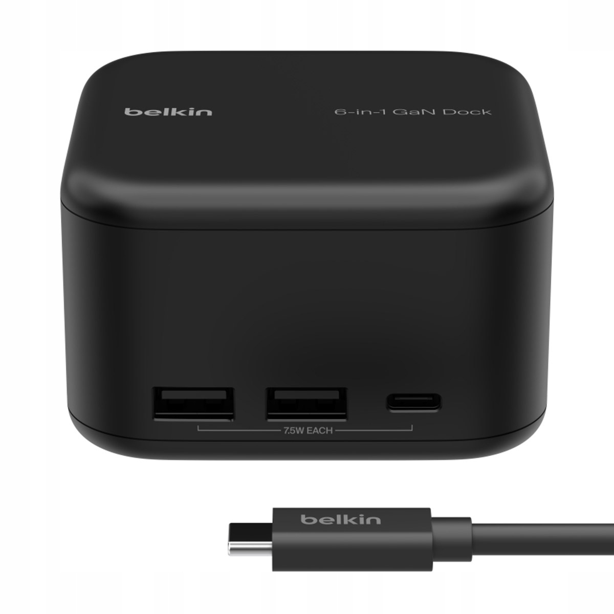 Belkin Dokovací stanice 6v1, GaN Pd 130W, 2x Usb-a, Usb-c, Hdmi 4K, RJ-45