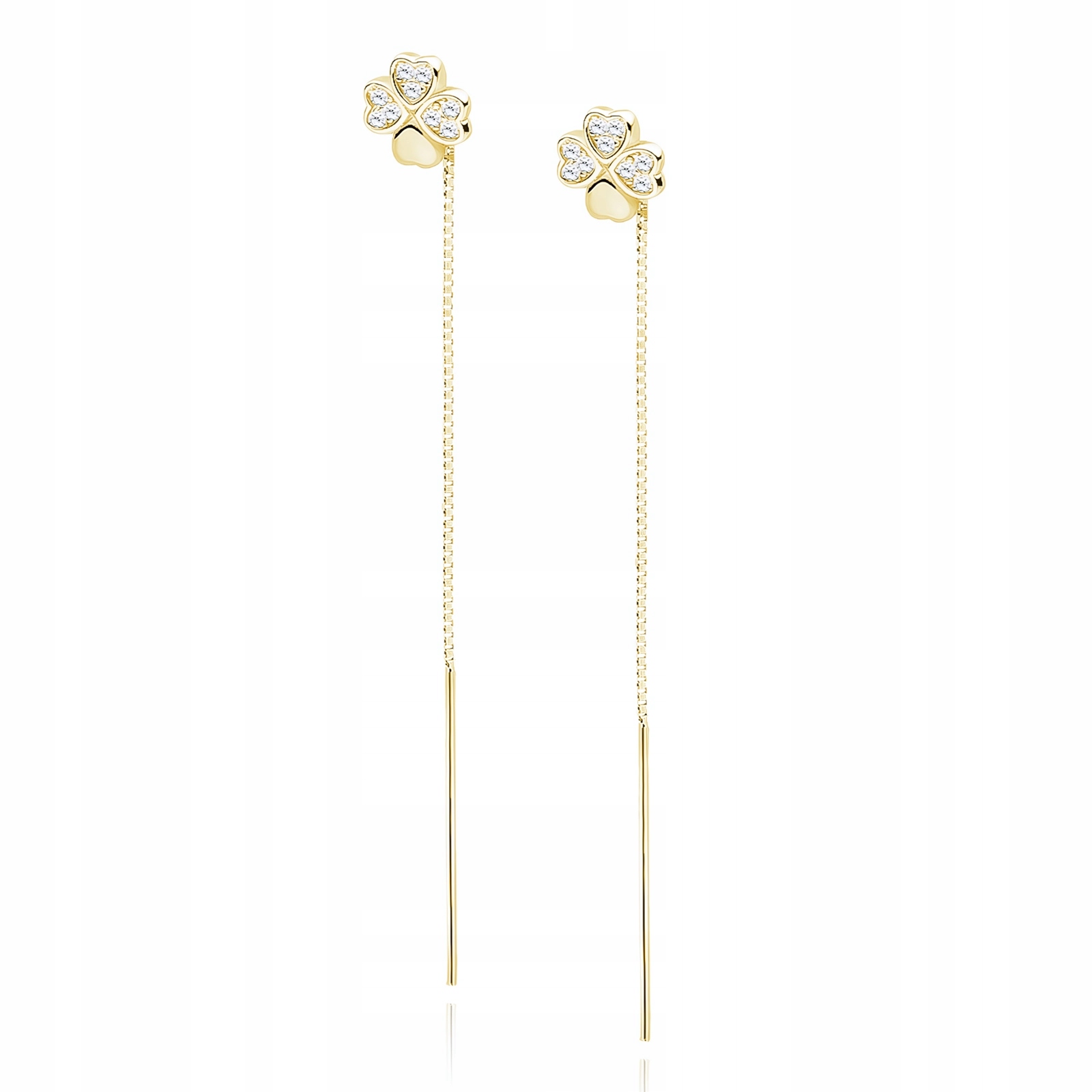 Pozłacane Przewlekane Kolczyki Koniczynki Cyrkonie