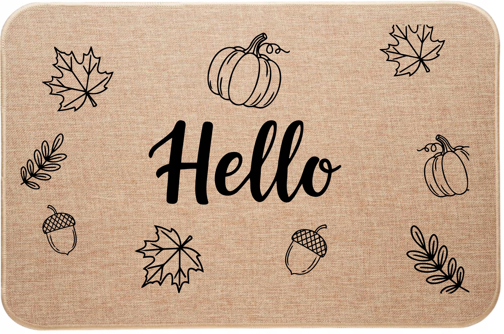 Vstupní rohožka z lnu Podzimní potisk Hello WItaj
