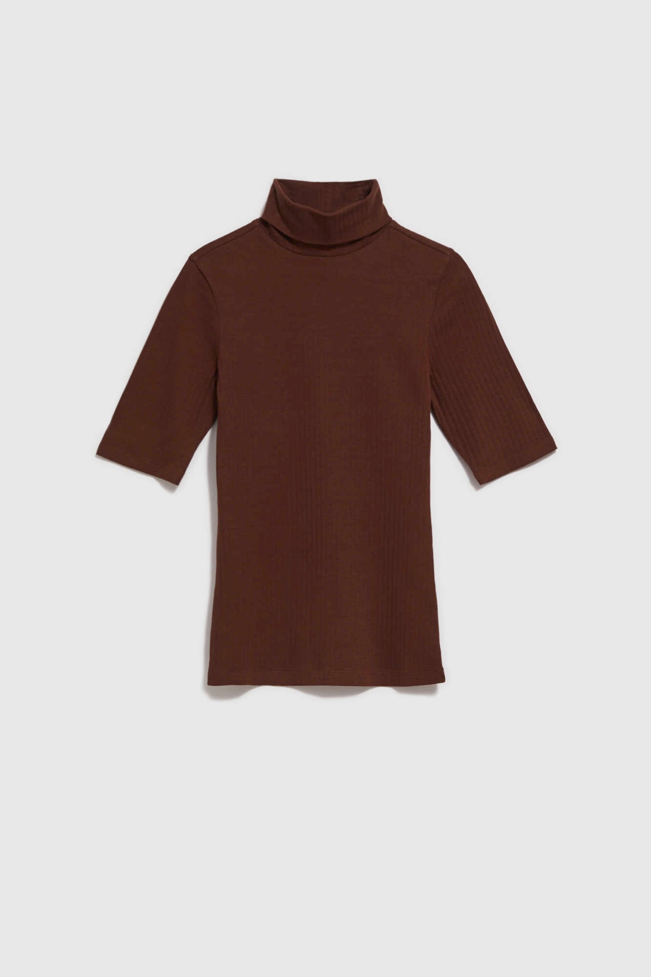 Prążkowana bluzka z golfem XL od MOODO Wzór dominujący bez wzoru