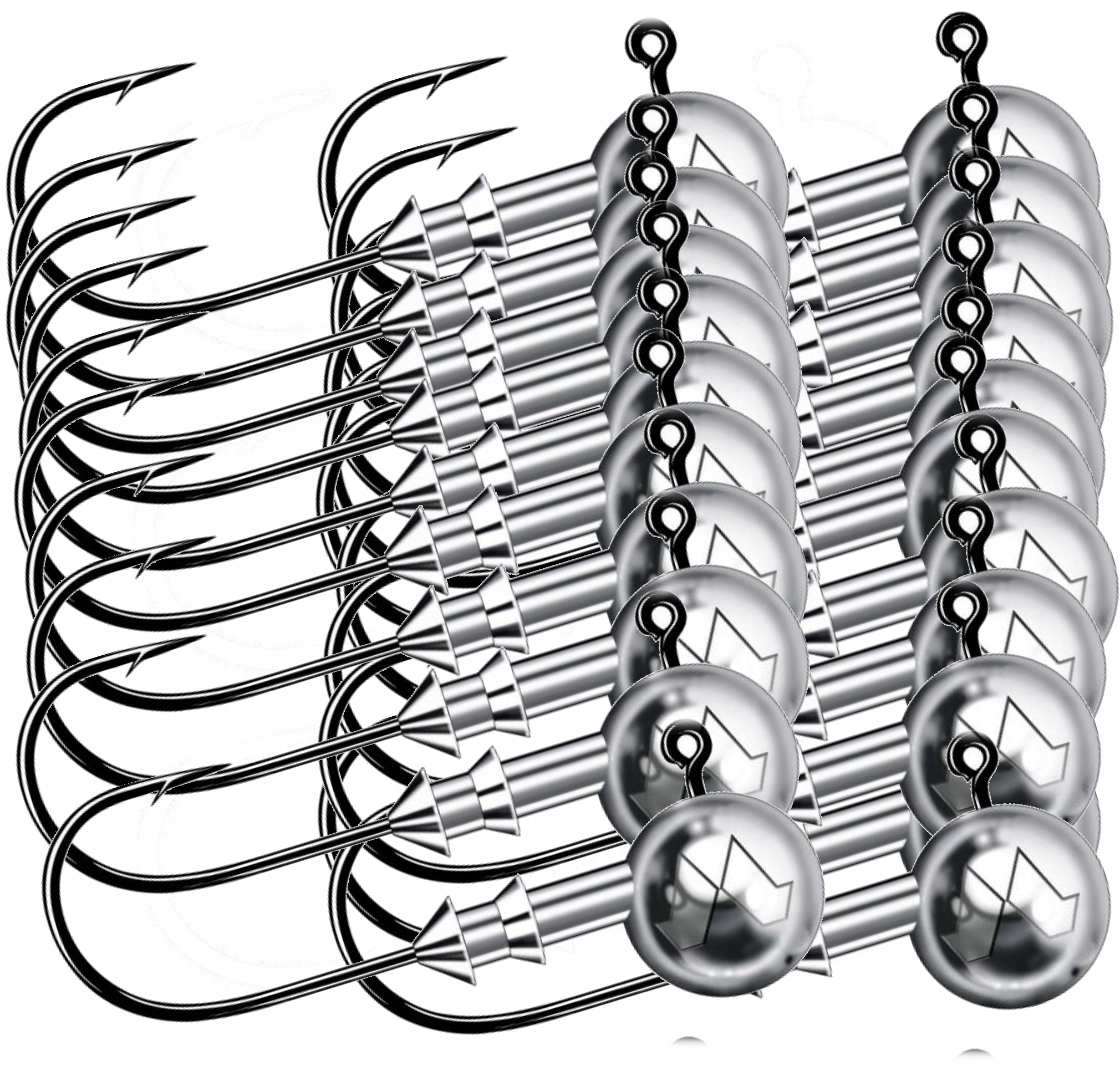20x Główka jigowa Mustad Classic hak 6/0 5g do przynęt typu Cannibal 12cm