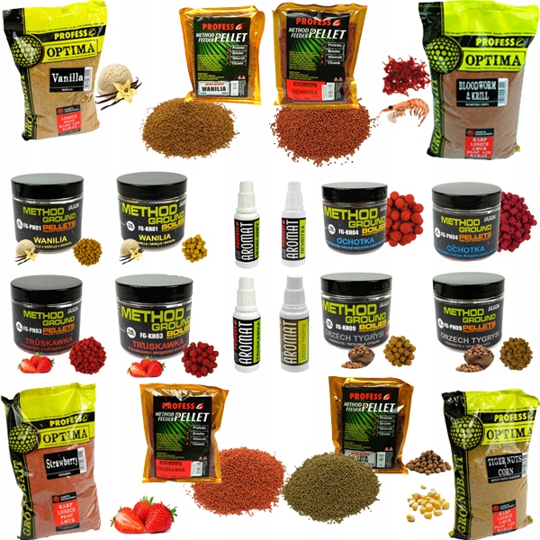Sada Návnad XL feeder 4x návnada, pelety, proteinové kuličky, aroma 4 Příchutě