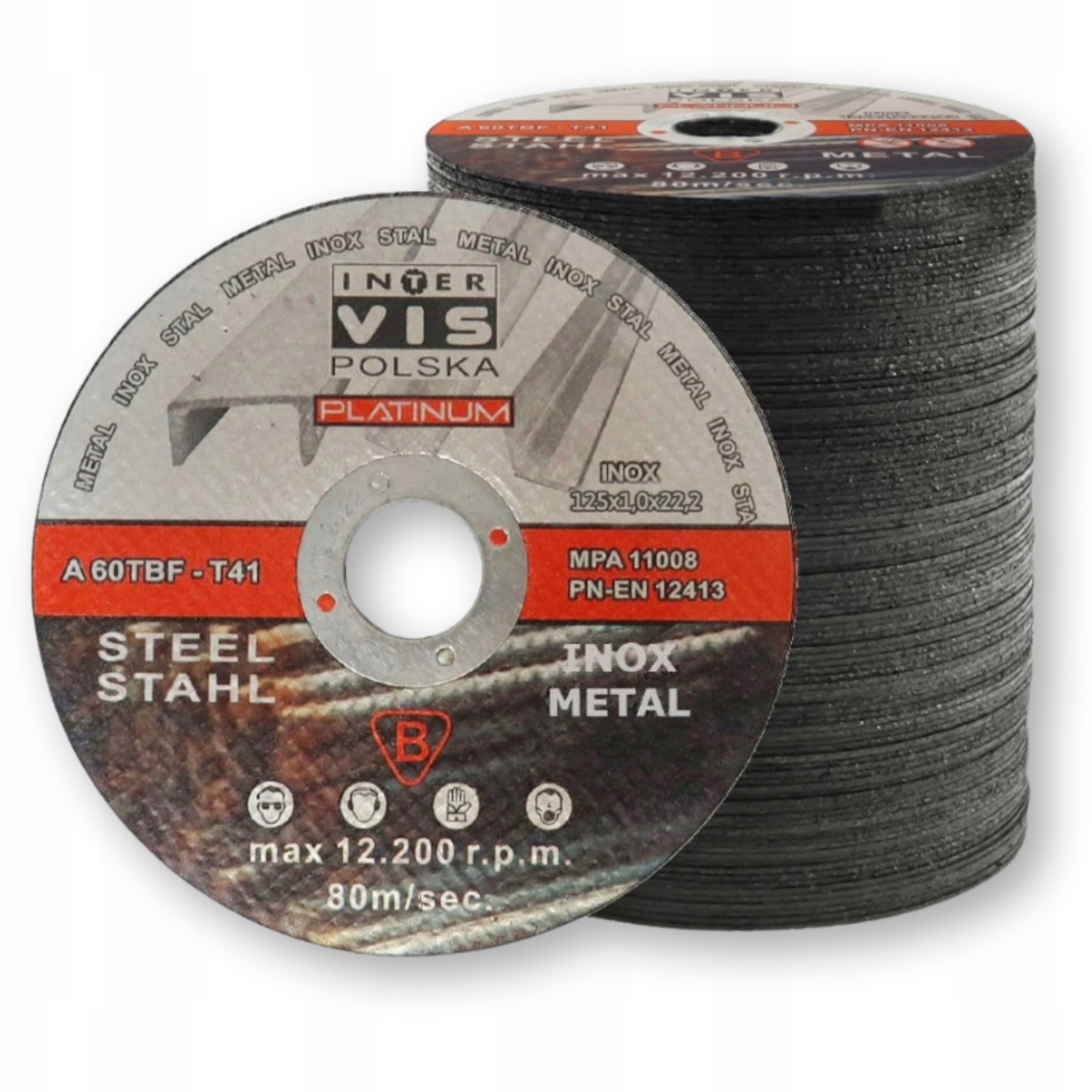 Tarcza Do Cięcia Metalu Stali 125x1 Tarcza Płaska Inox Mocne Zestaw 100SZT