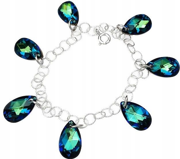 Krystaly Krásný náramek Bermuda Blue Stříbro