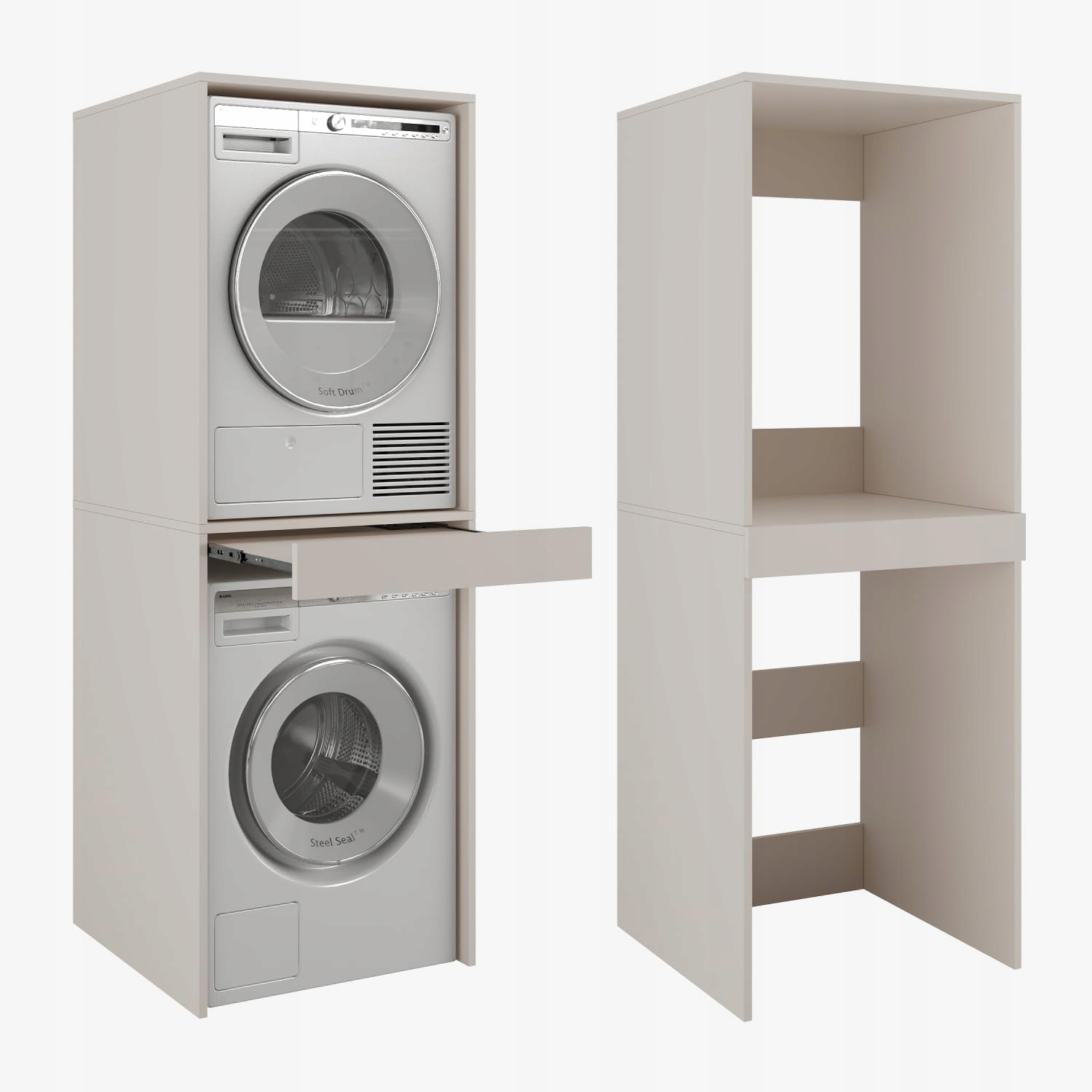 Skříňka na pračku se sušičkou Dante 187 x 65 x 66 cm, polička, regál, kašmír béžová barva