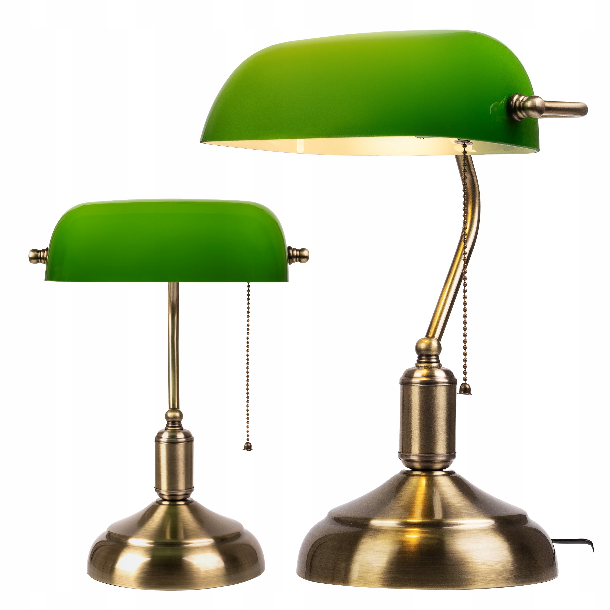 Lampa Bankierska Biurkowa Stołowa Zielona Klasyczna Szklana Vintage Premium