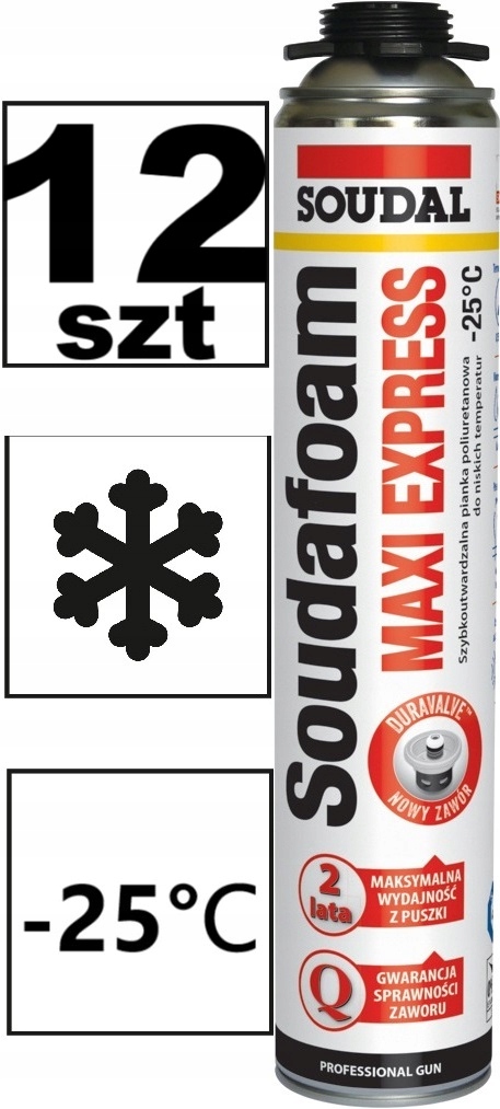 12ks Zimná montážna pena Soudal Maxi Express Zima -25