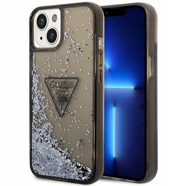 Etui Guess Liquid Glitter Palm Collection na iPhone 14 Plus czarne