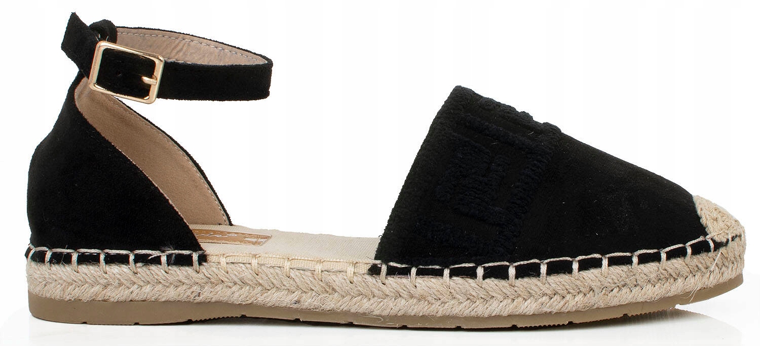 SANDAŁY ESPADRYLE CZARNE WIĄZANE AŻUROWE 38 Marka inna