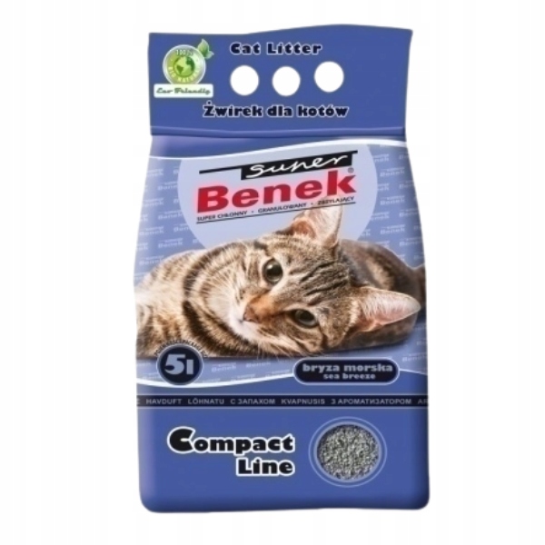 Levně Benek Stelivo pro kočky bentonitové Compact – mořská bříza 25 l