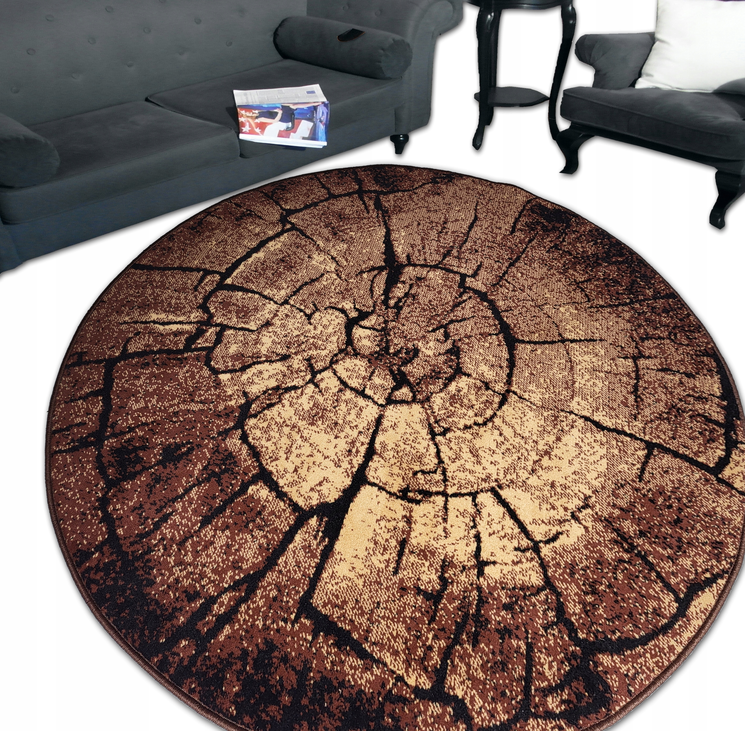 Okrągły Dywan Alfa Bcf Koło 160x160 Shiraz do pokoju sypialni salonu #Wzory