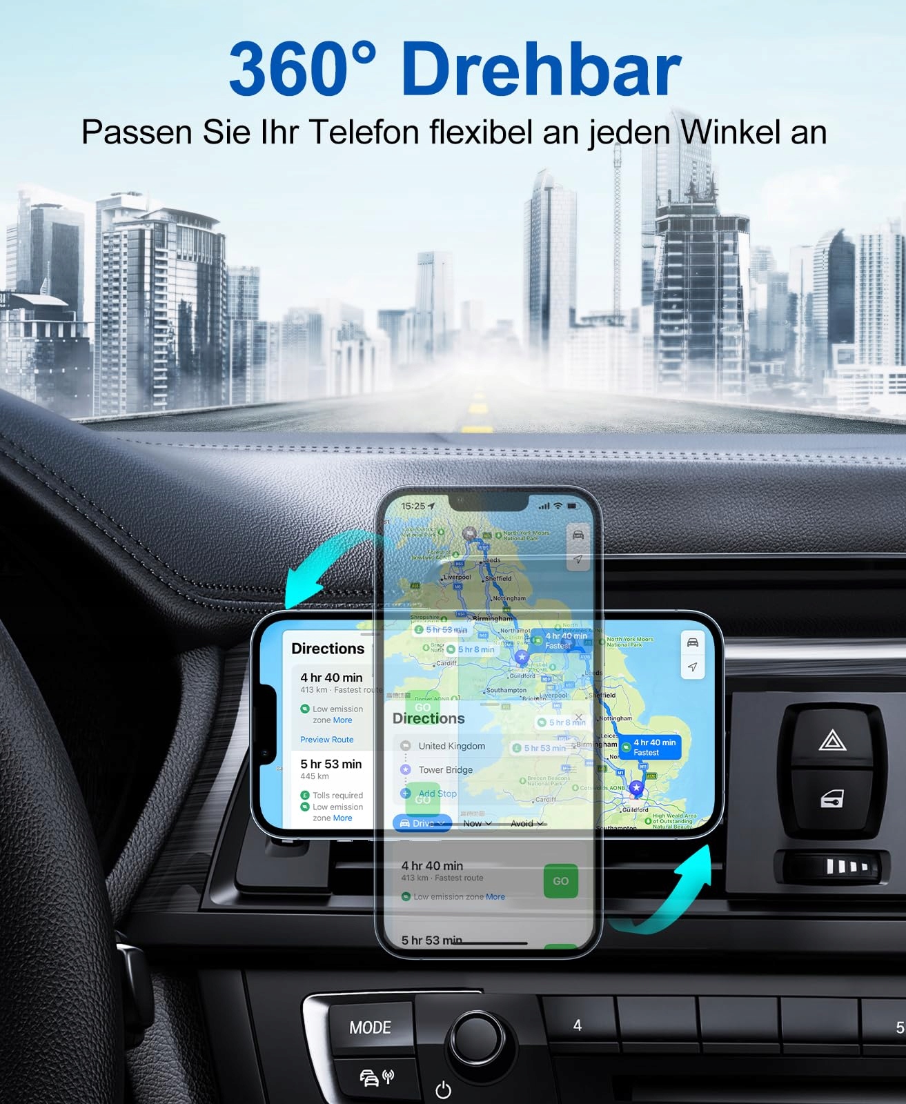 BEEASY Szybka Ładowarka Bezprzewodowa 15W Uchwyt Samochodowy Qi — miniatura 6