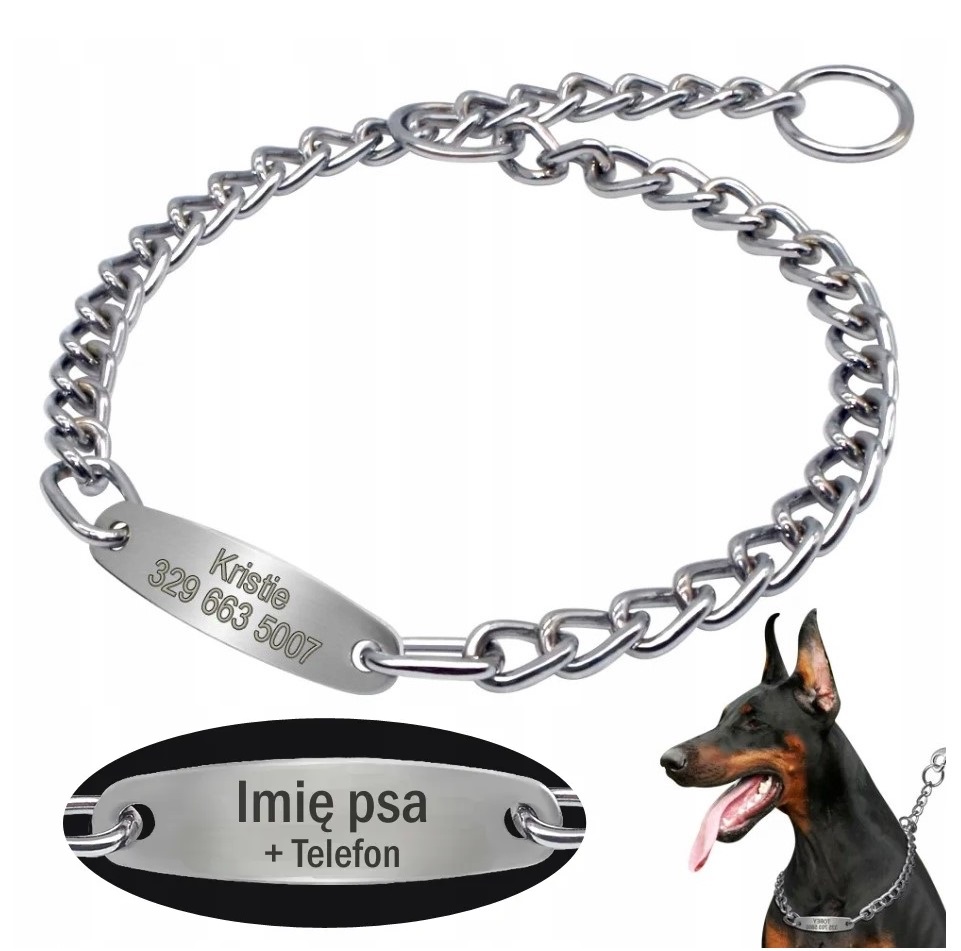Kovový obojek gravírování Jméno Telefonní číslo Řetěz 4 velikosti XL