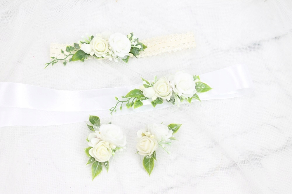 Zestaw do chrztu opaska pasek ozdoby do butów styl Marka Inna marka