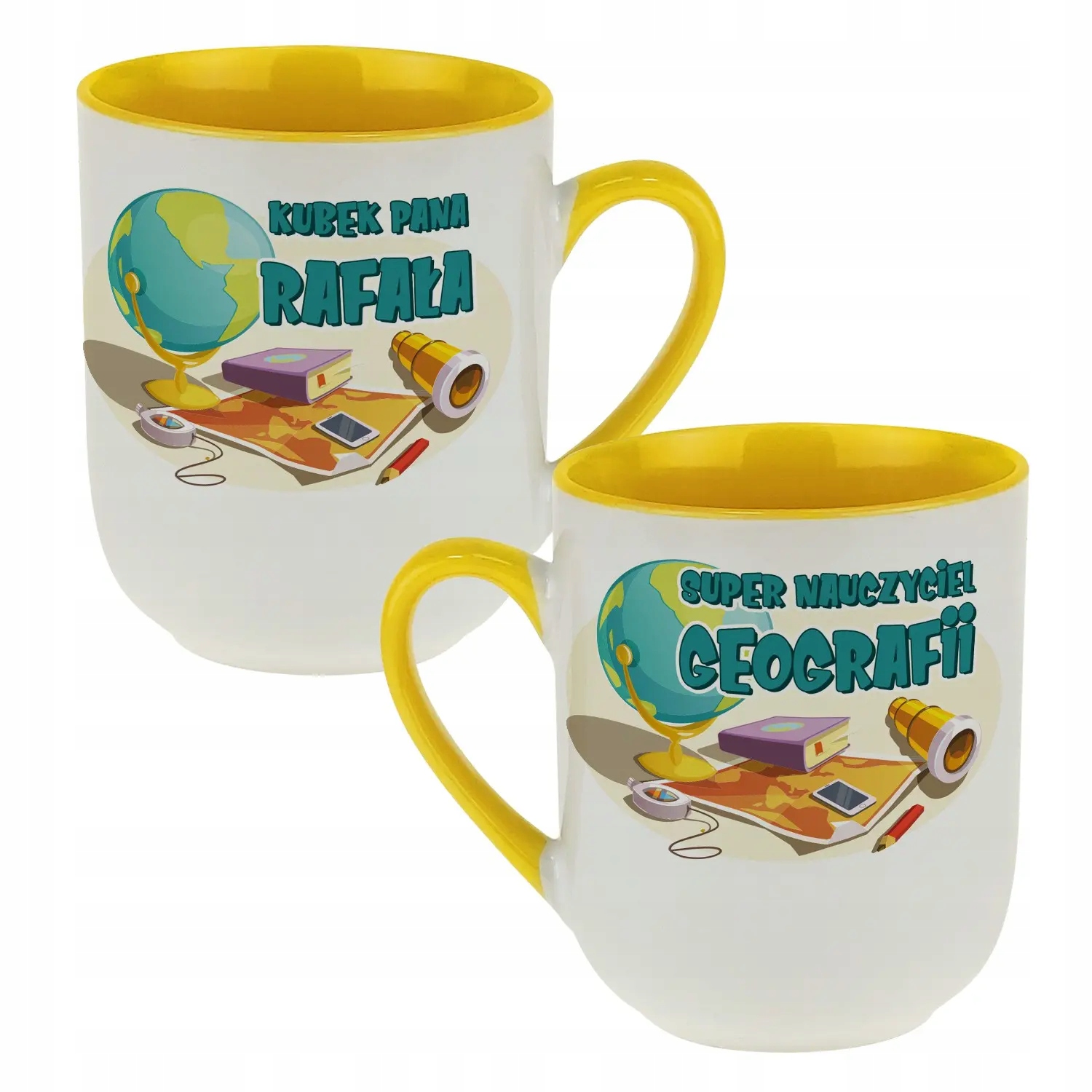

Kubek kawowy dla nauczyciela geografii -żółty.