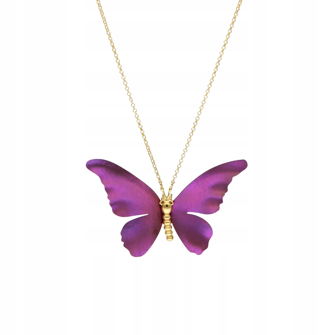 Náhrdelník motýl fialový s titanem stříbro pozlacené