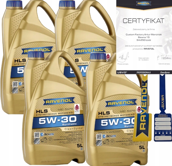 RAVENOL HLS 5W30 20L BMW LL-04 MB 229.52 GM DEXOS2 + ZAWIESZKA