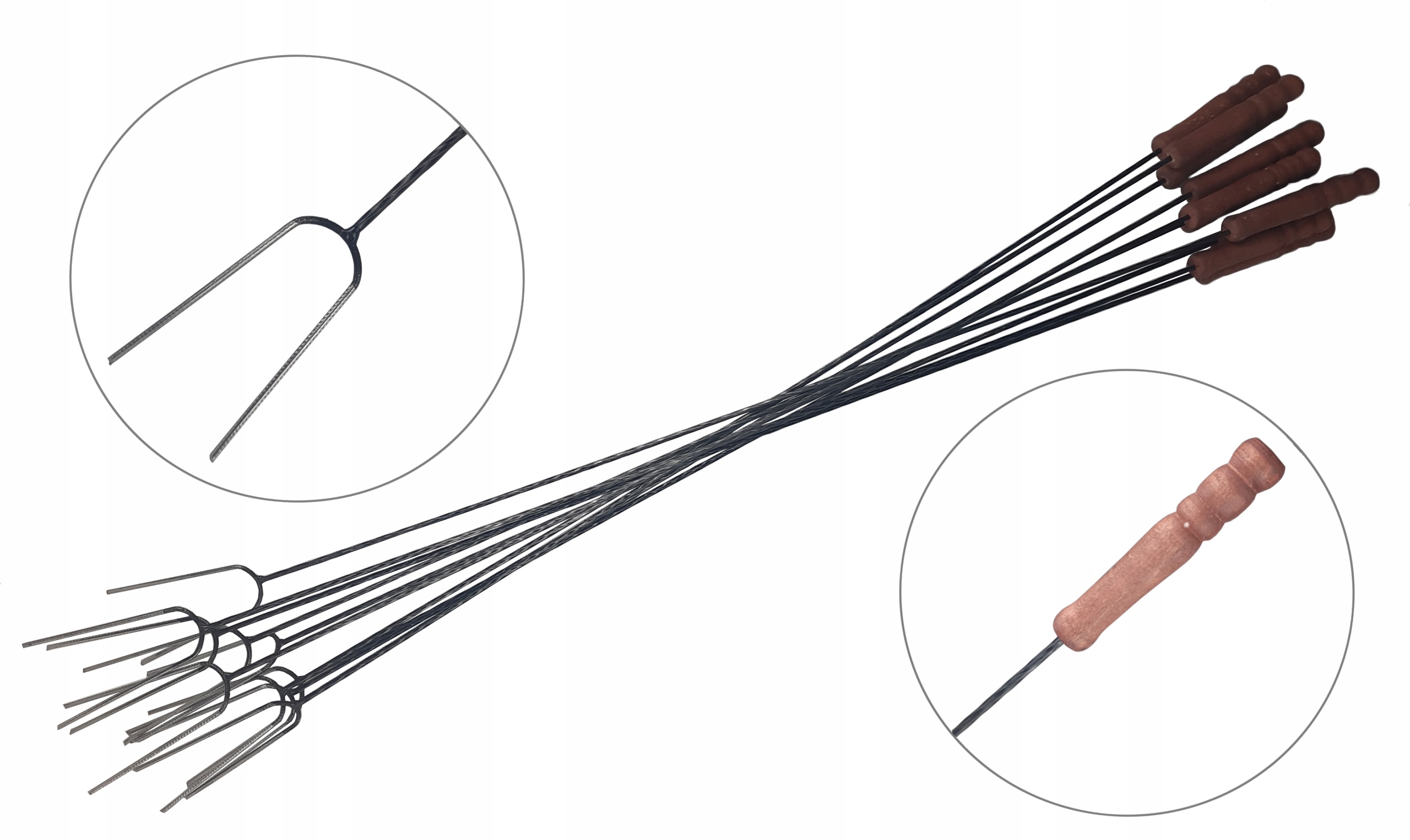 Widełki kije na ognisko do kiełbasek 1m 10 szt