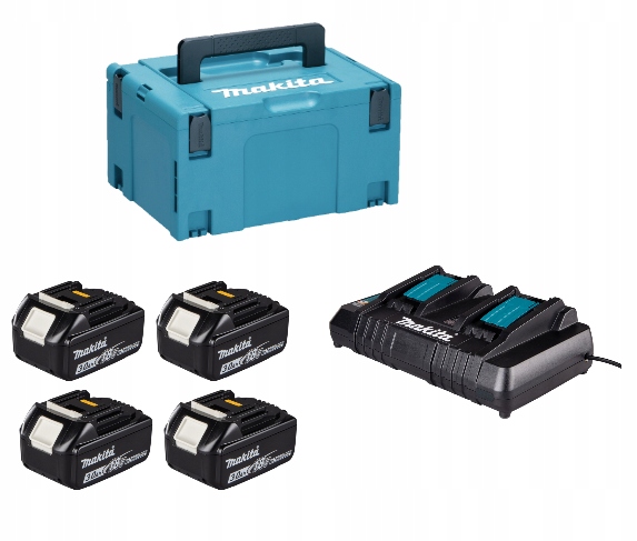 Zestaw zasilający 18V Makita 4x3,0 Ah BL1830 z ładowarką podwójną DC18RD
