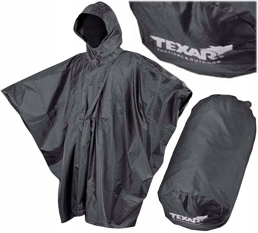 Płaszcz Przeciwdeszczowy peleryna Texar Ripstop ponczo czarne 210x143cm