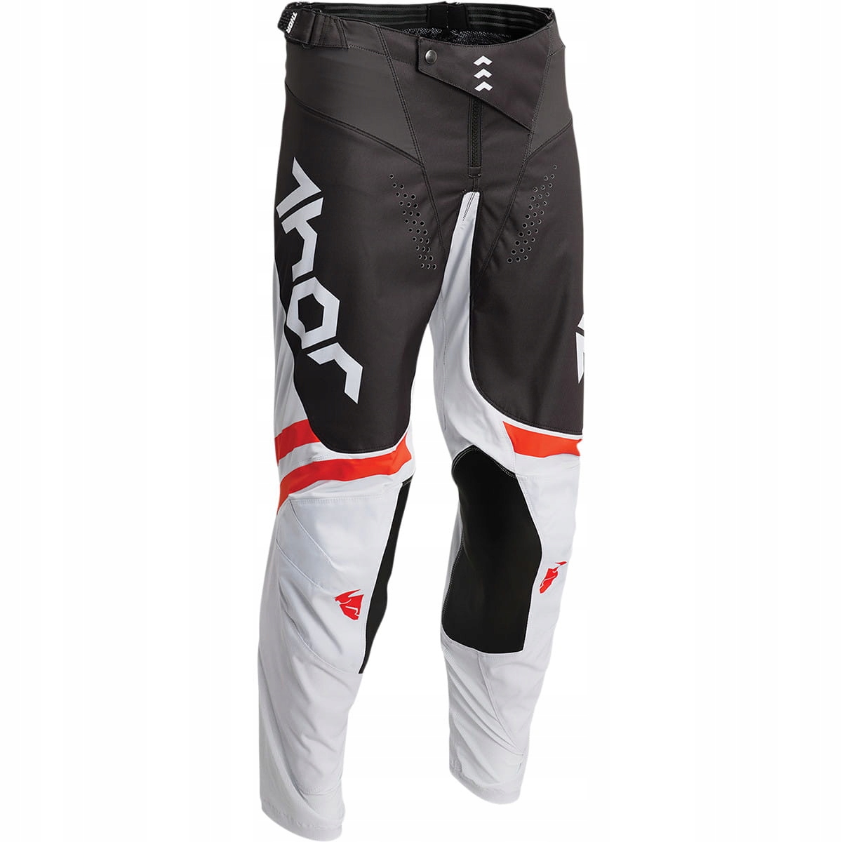 Spodnie Motocyklowe Enduro Thor Pulse Cube Biało-Szaro-Pomarańczowe 34