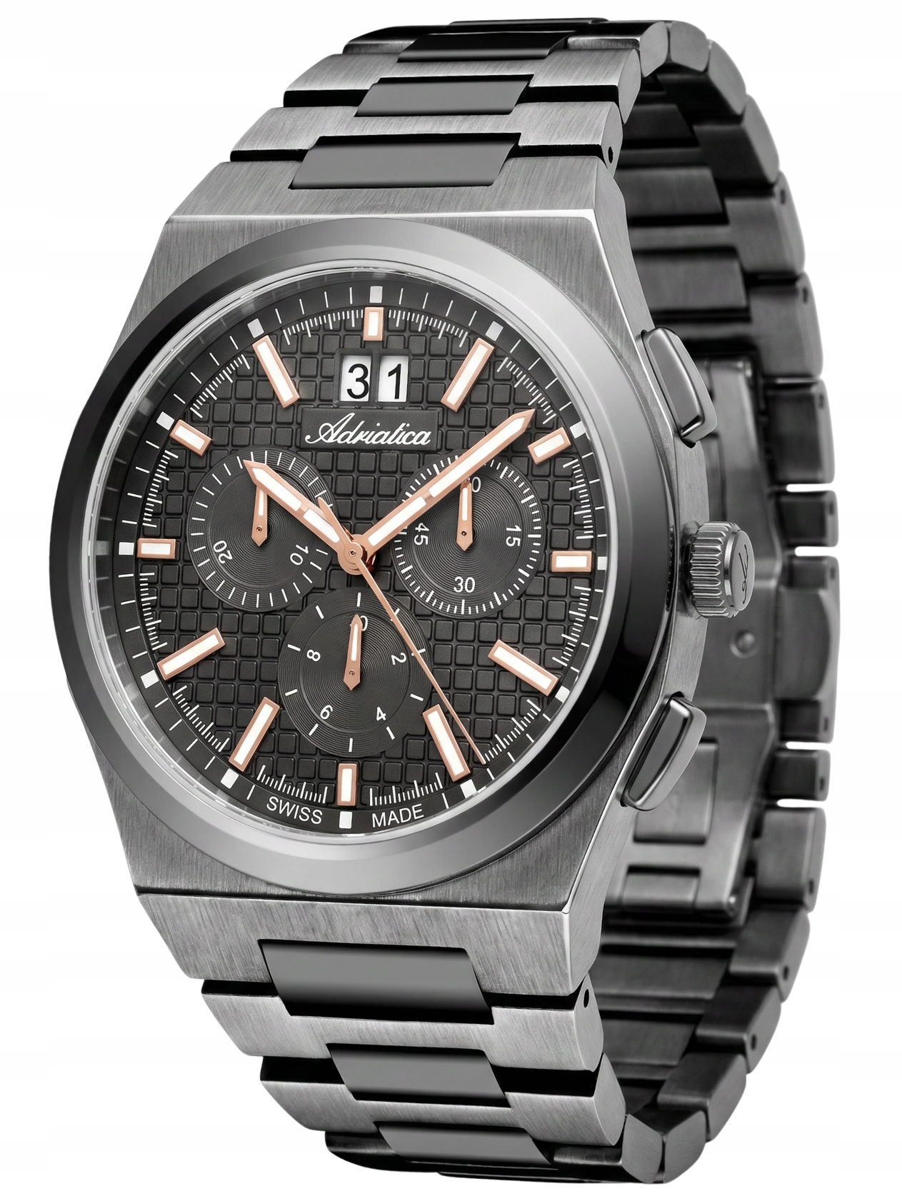 Nové Originální Pánské Hodinky Adriatica A8326.S1R6CH Chronograf grafitové