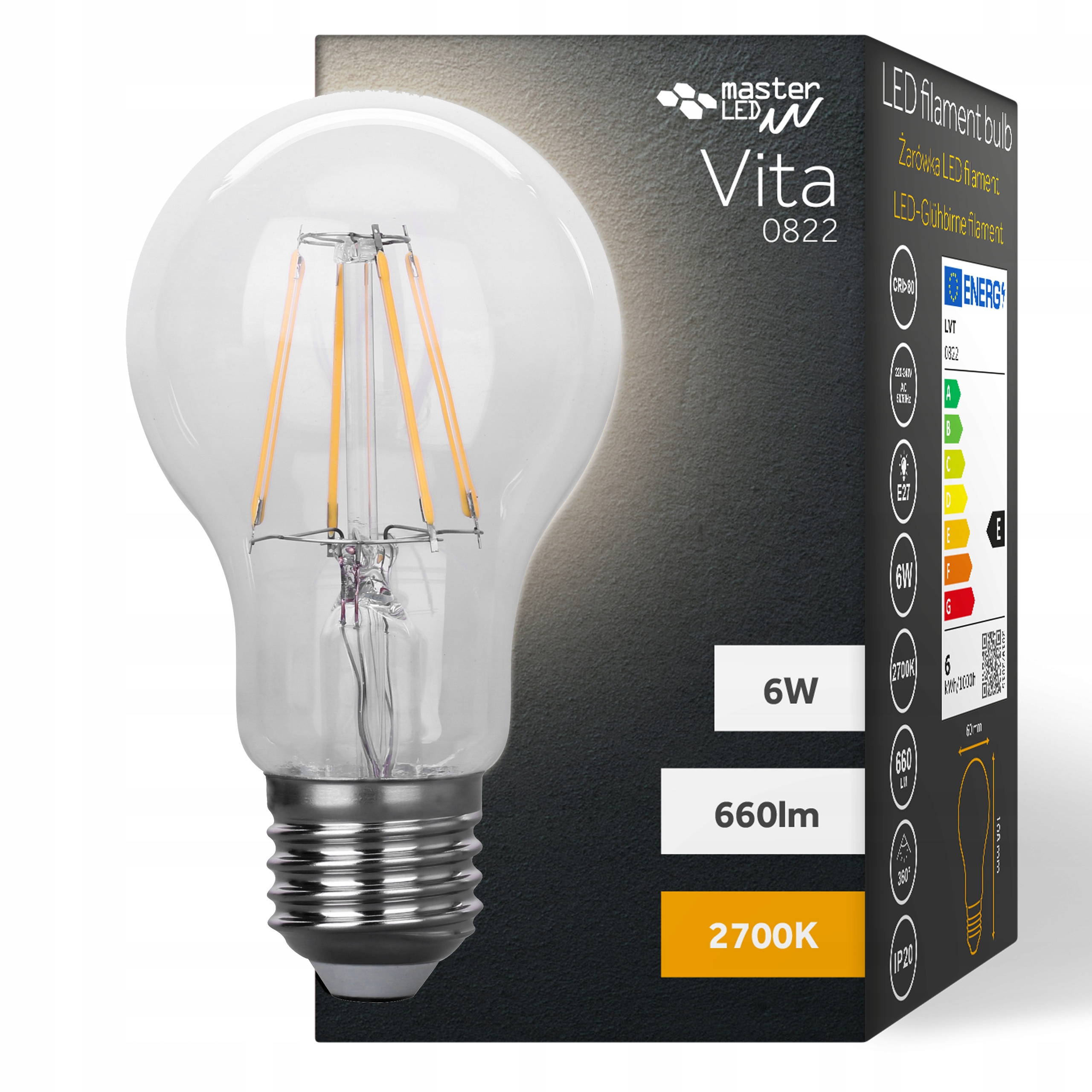 

Żarówka Led E27 Filament Edison Retro Ozdobna 6W