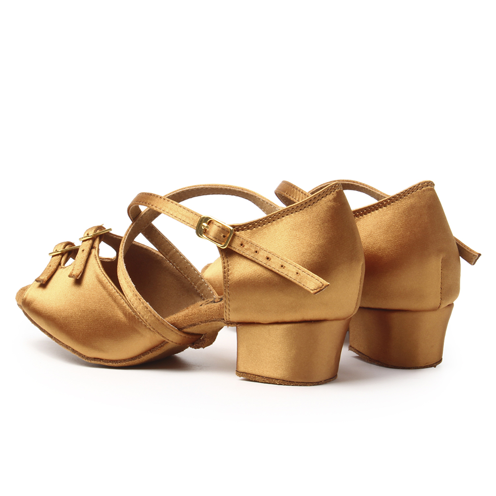 BUTY DO TAŃCA TANECZNE CIELISTE OPALONE KLAMRY 3cm Model 028 - BEIGE - 3cm