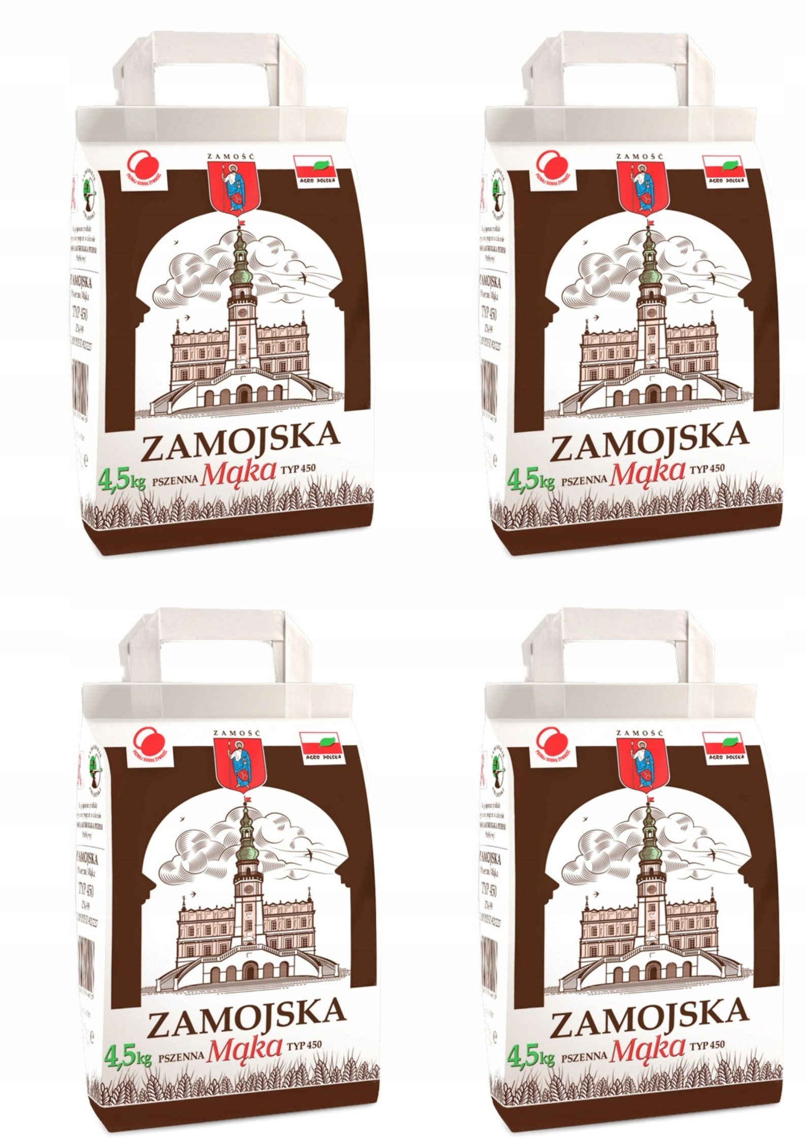4x Pšeničná mouka 4,5 kg typ 450 Zamojskie Zakłady Zbożowe 4500 g