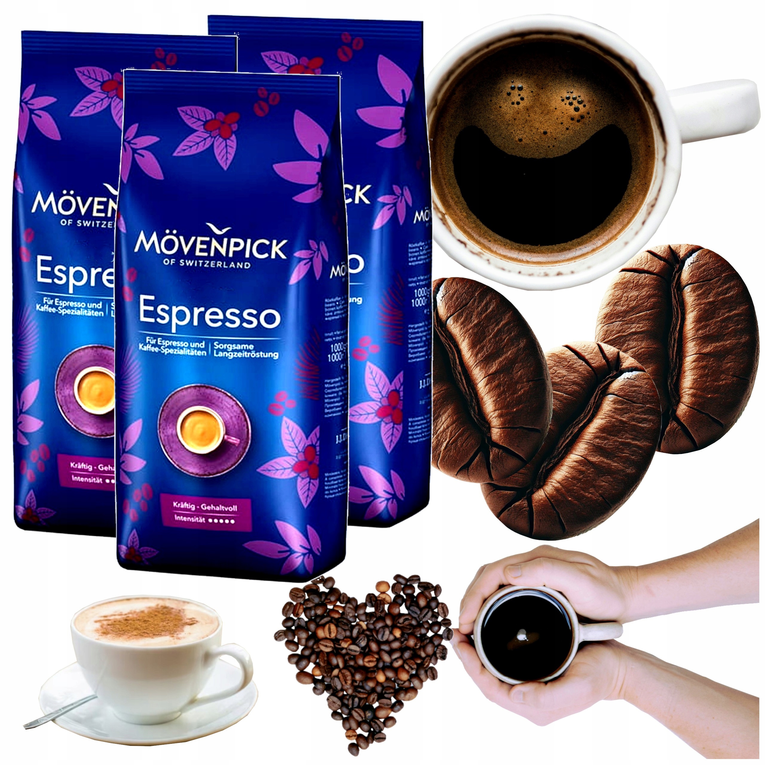 Káva zrnková 1kgx3 míchaná Arabica Robusta Movenpick Espresso 3 balení