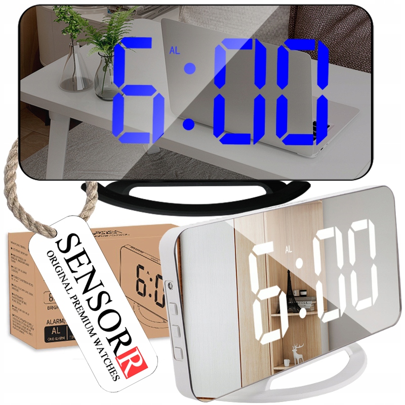 Hodiny Digitální Led Budík Stolní Hodinky Stojící Světelný Senzor