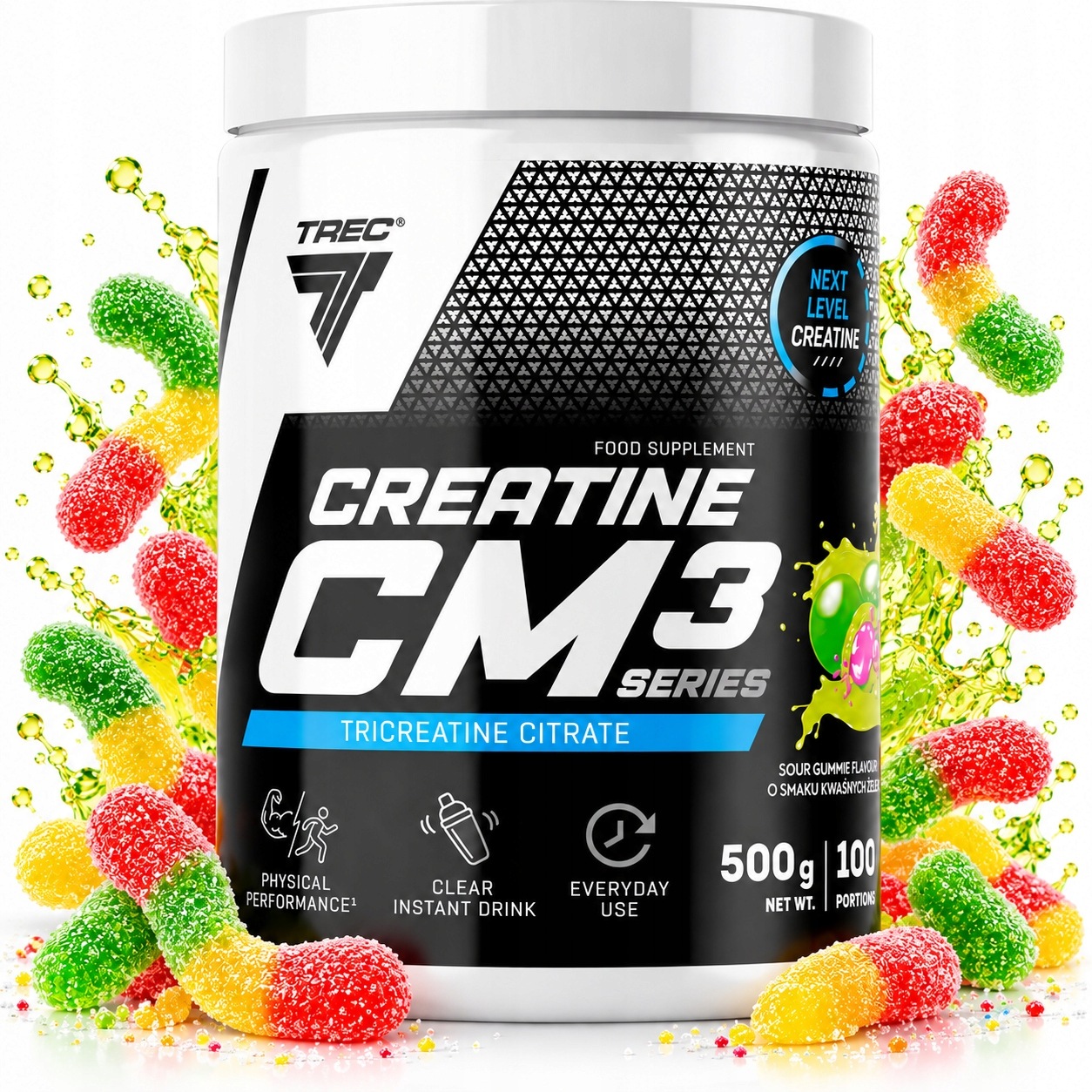 Trec Kreatin CM3 Tricreatine Citrate 500g Jar Sour Gum