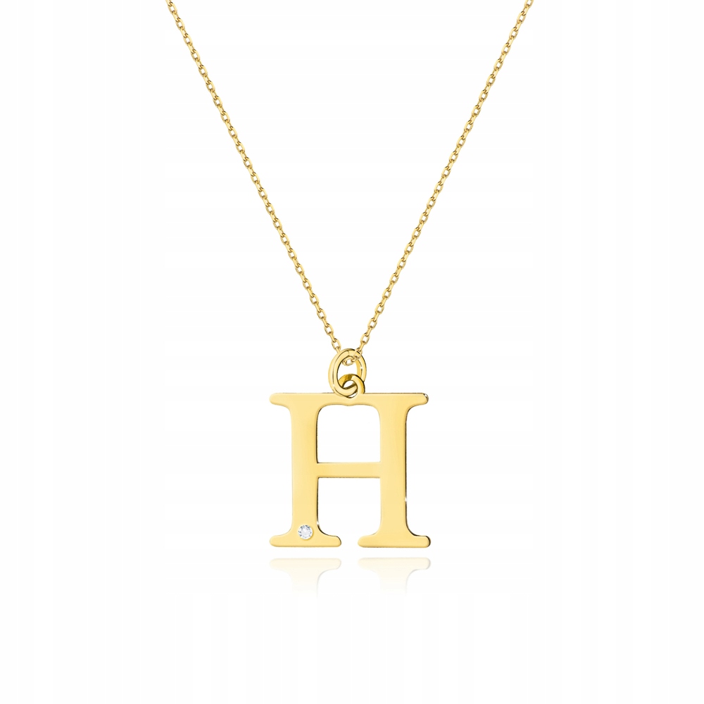 

Złota zawieszka litera H z brylantem + łańcuszek!!
