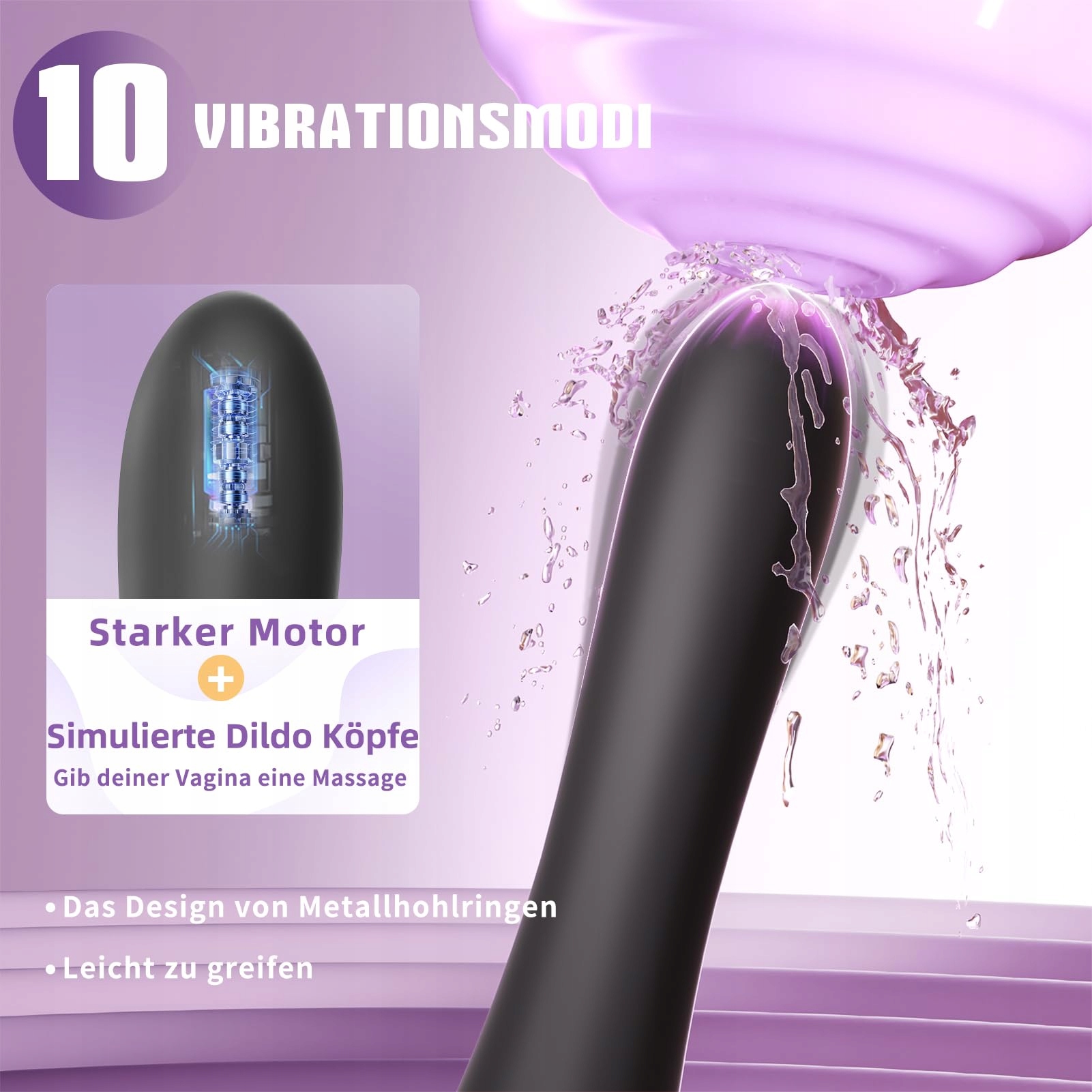 DILDO VIBRATOR Zestaw Wibratorów Dla Kobiet Cichy Masażer Czarny — miniatura 3