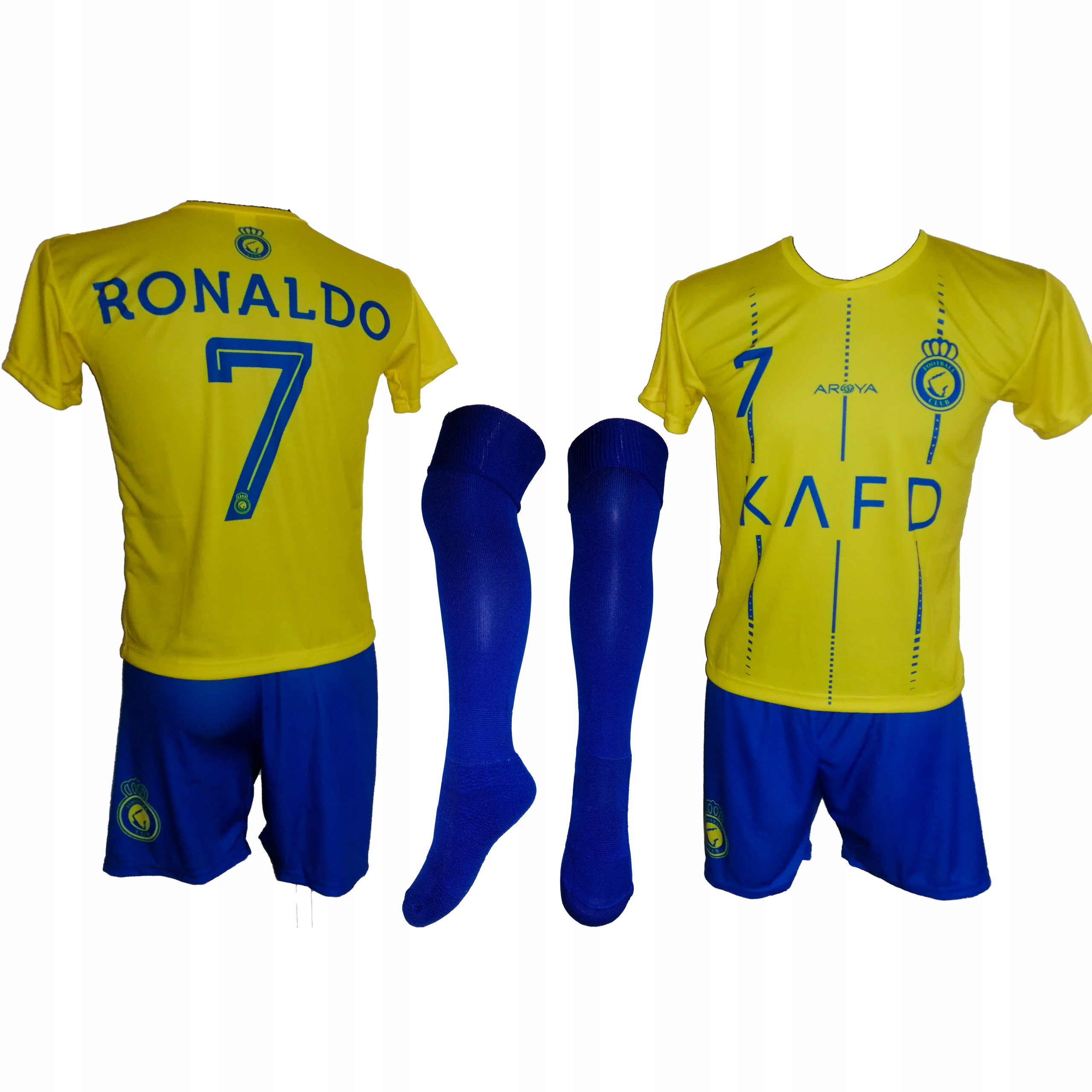 Fotbalový teplákovka Cristiano Ronaldo pro děti, tričko s kraťasy, štulpny 158 cm