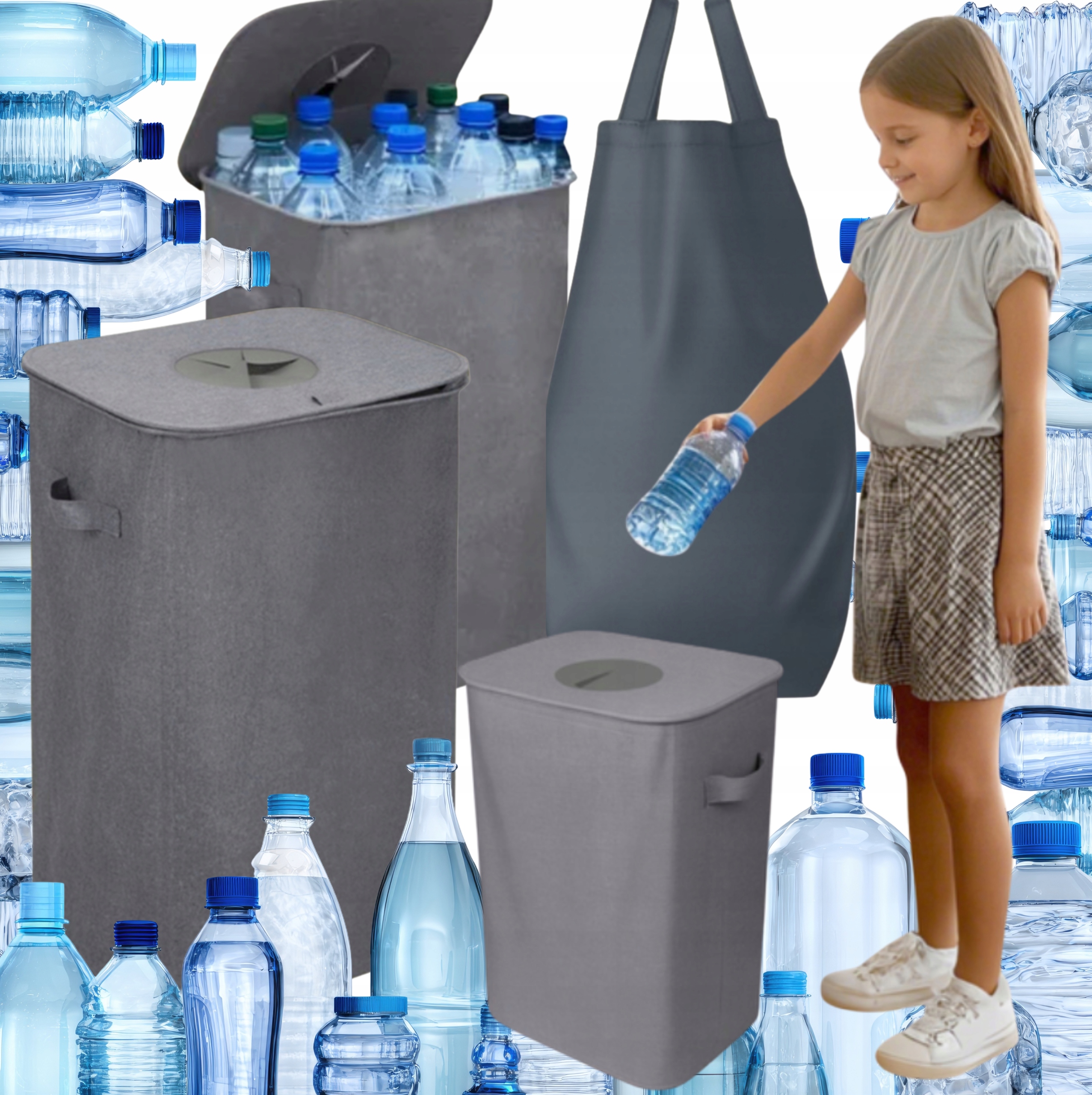 Skládací Koš Na Třídění Plechovky, Plastová Láhev 100 L Prostorný Sáček