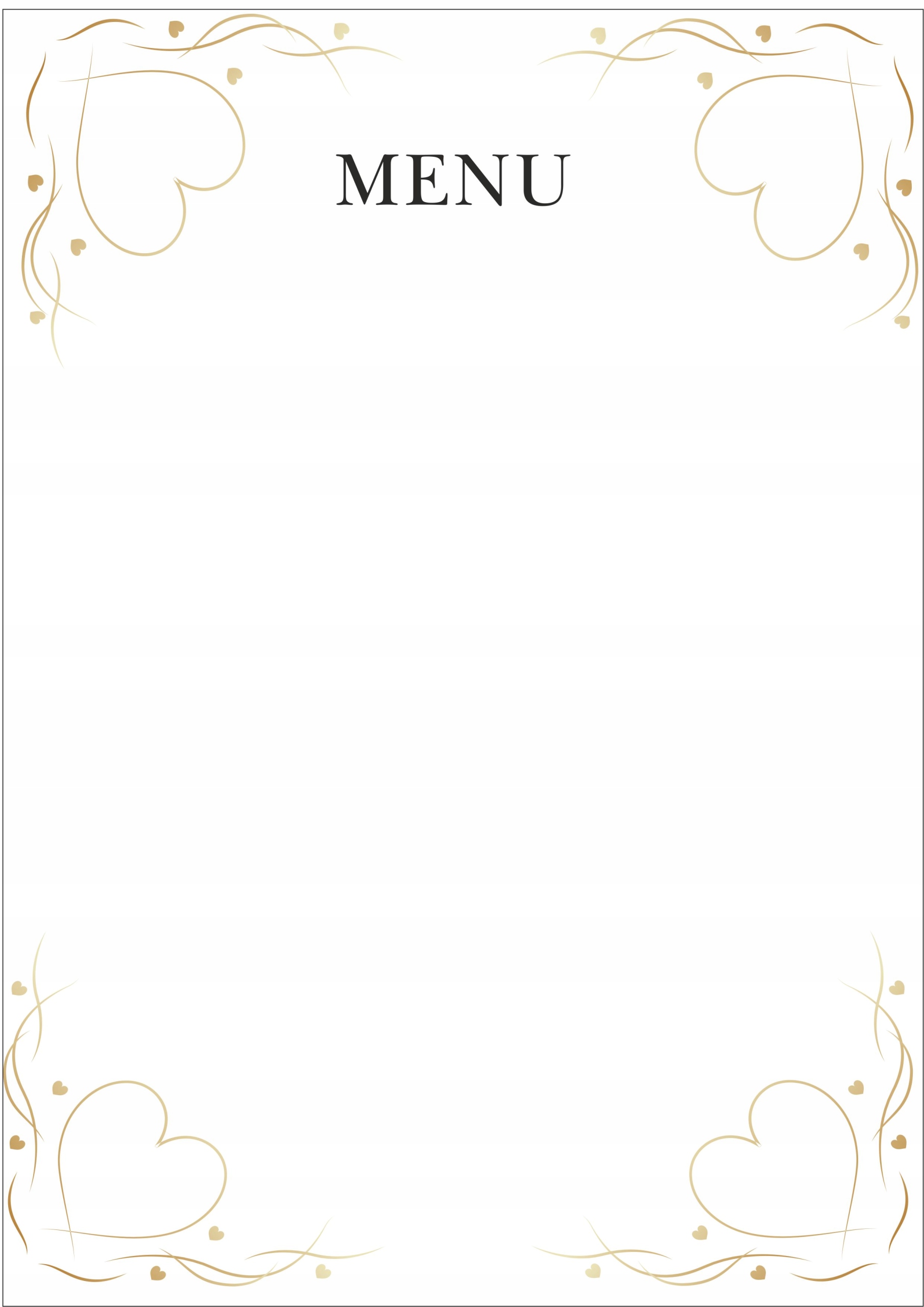 Menu Weselne Na Ślub Karta Dań Kolor dominujący biały