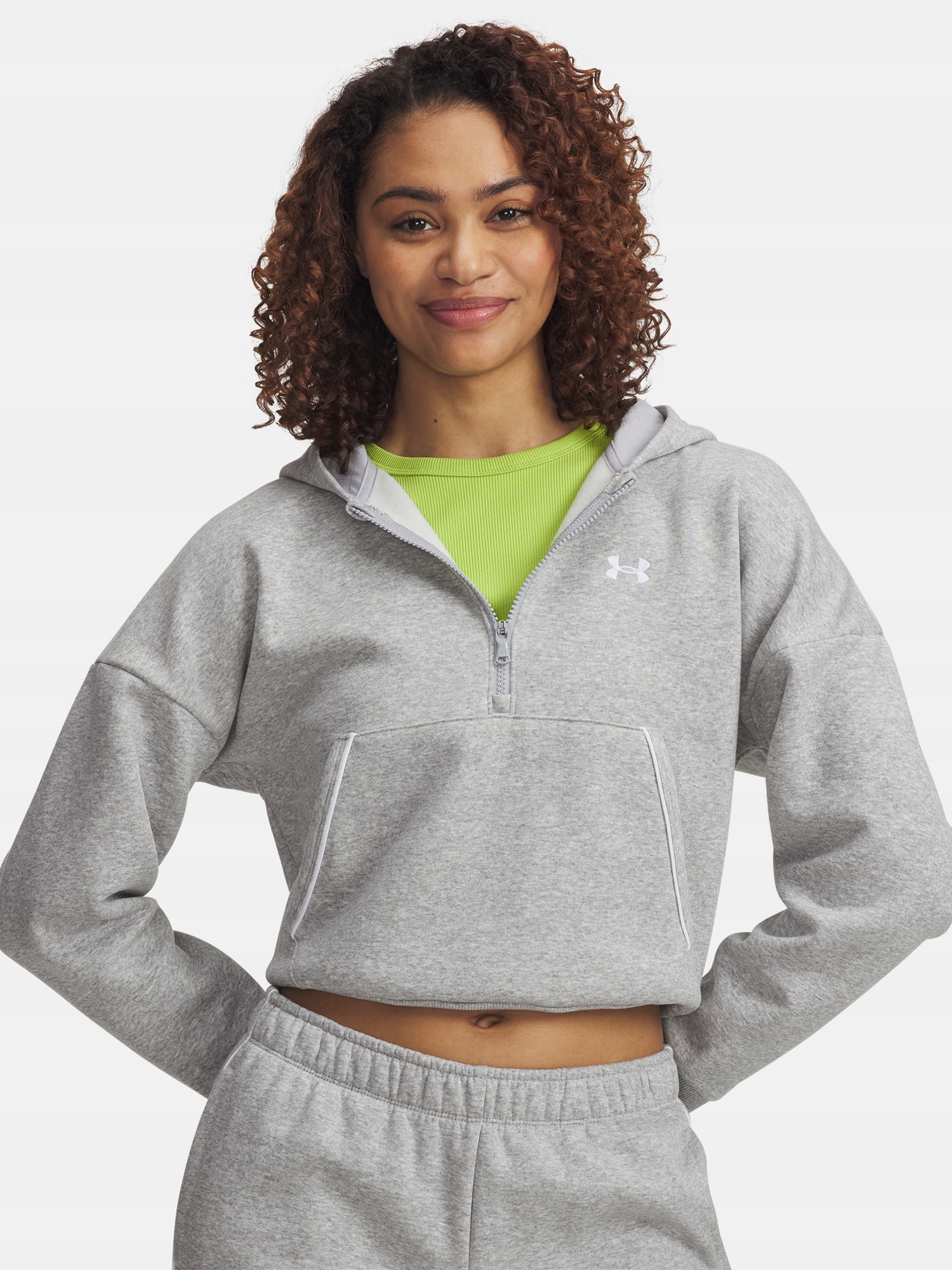 Dámská mikina Under Armour Rival Flc Piped Hz Hoodie-GRY vel. M