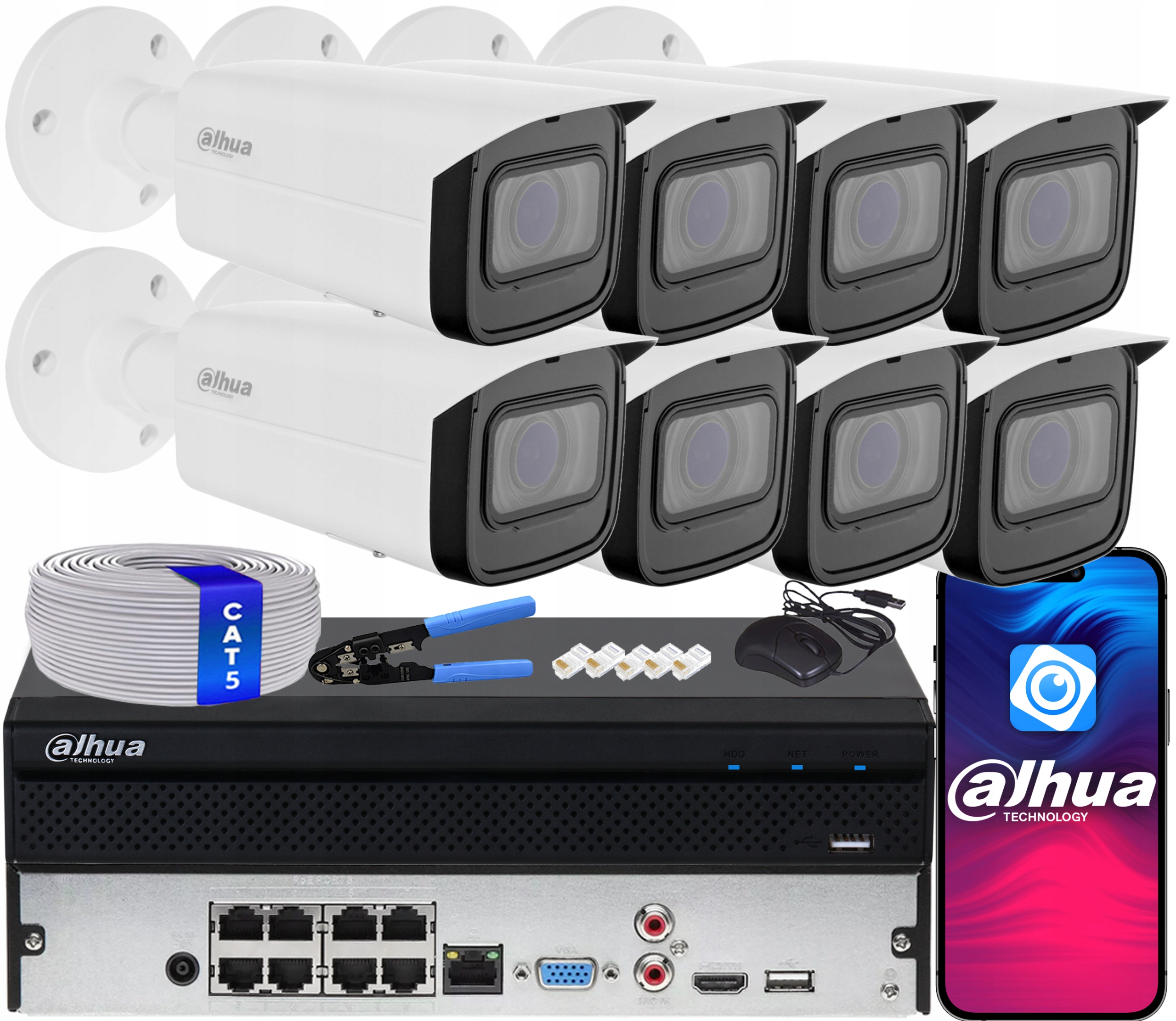 Sada pro monitorování 8x Ip kamera Dahua IPC-HFW1431T-ZS-2812-S4 4Mpx