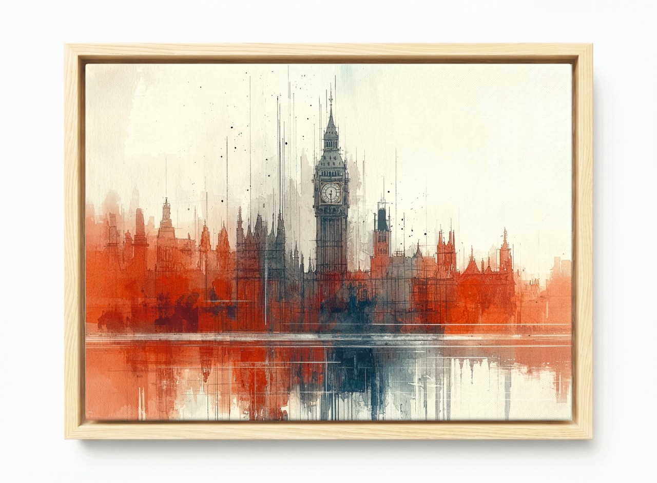 Obraz Rám Americký Box Grafika Londýn Big Ben Westminster Odraz 60x40