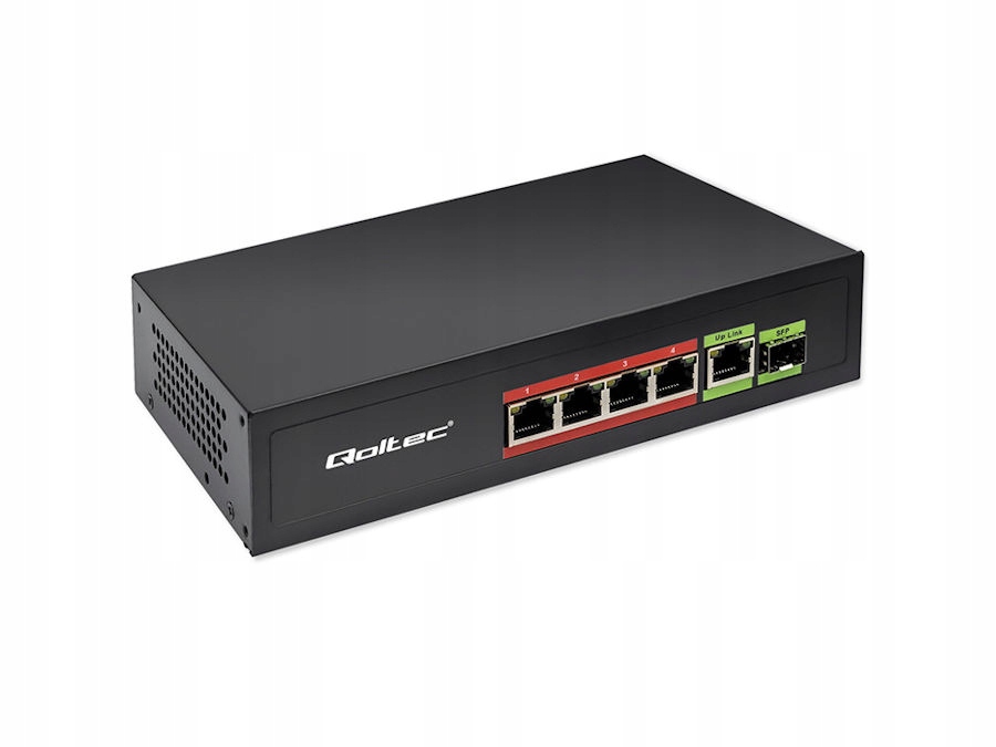 Switch x5 10/100/1000Mbps x1 Sfp Poe 65W Qoltec 52296