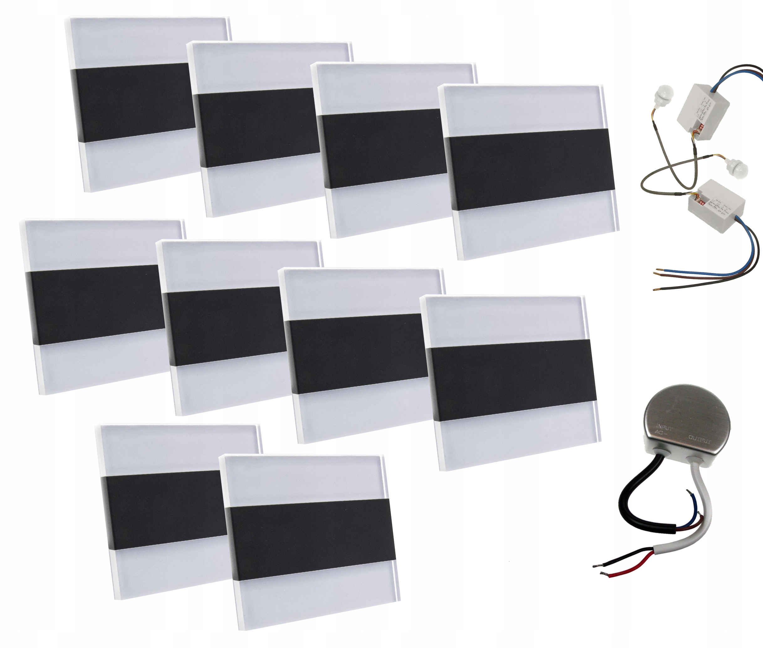 Sada 10x Led schodiskové svietidlo 2 detektory napájací zdroj