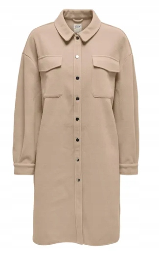 Only Béžový Klasický Kabát S Dlouhým Rukávem A Límcem M K_a