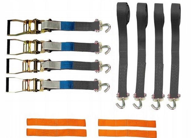 Přepravní pásy oranžová spona 3M/2PKT/4T Černé otočné háky