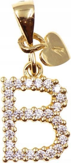 Zlatý přívěsek 585 písmenko B s zirkony 0,79 g, módní vzor na řetízek